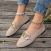 Women's Shoes 2024 Brand Loafers Women's Flats Metal Decoration Office and Career Hot Sale Round Toe Flat Low Heels
