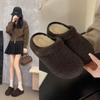 Felt season versatile and thin velvet retro women's half-to-muller shoes Birkenstocks bag head slippers thick sole