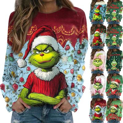 Women's Casual Fashion  Print Long Sleeve O Neck Pullover Top Blouse Sweatshirt Valentine's Day