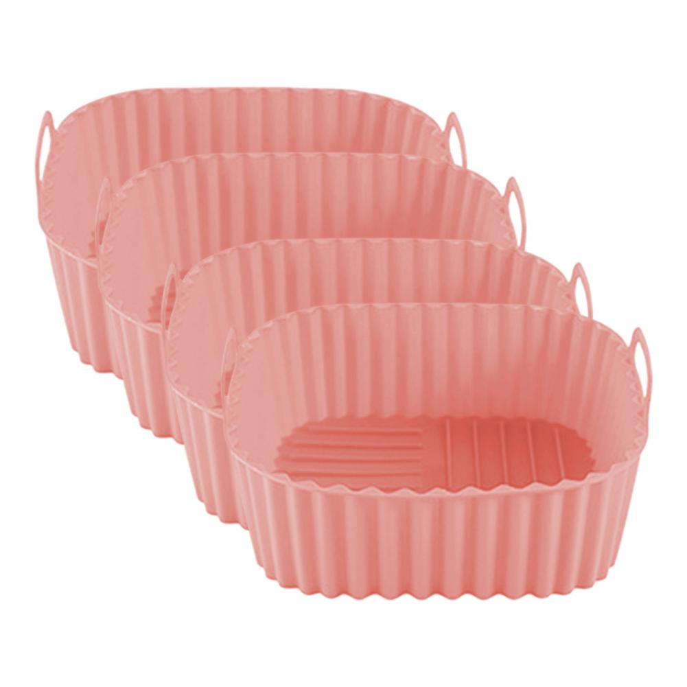 Non-Stick Silicone Air Fryer Pot Baking Pan with Handles - Even Heating Dishwasher Safe Kitchen Accessory for Healthy Cooking