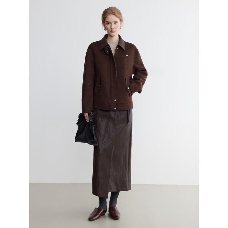 ELLE French Retro PU Leather Straight Skirt