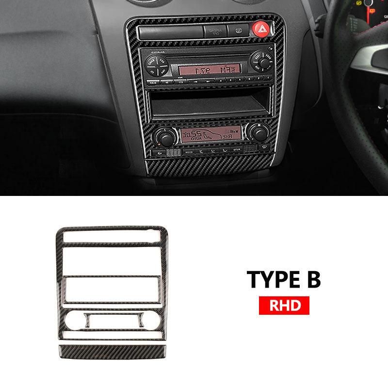 

For Seat Ibiza 6l 2003 2004 2005 2006 2007 2008 Soft Carbon Fiber Car styling Central Panel Heating CD AC Control Frame Trim TYPE B RHD
