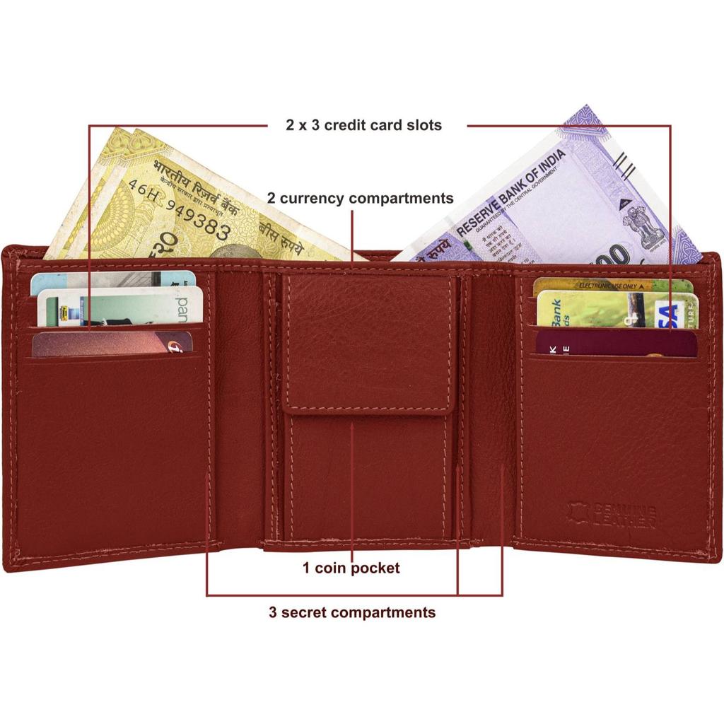 NEW Men Casual , Genuine Leather RFID Wallet  (6 Card Slots)