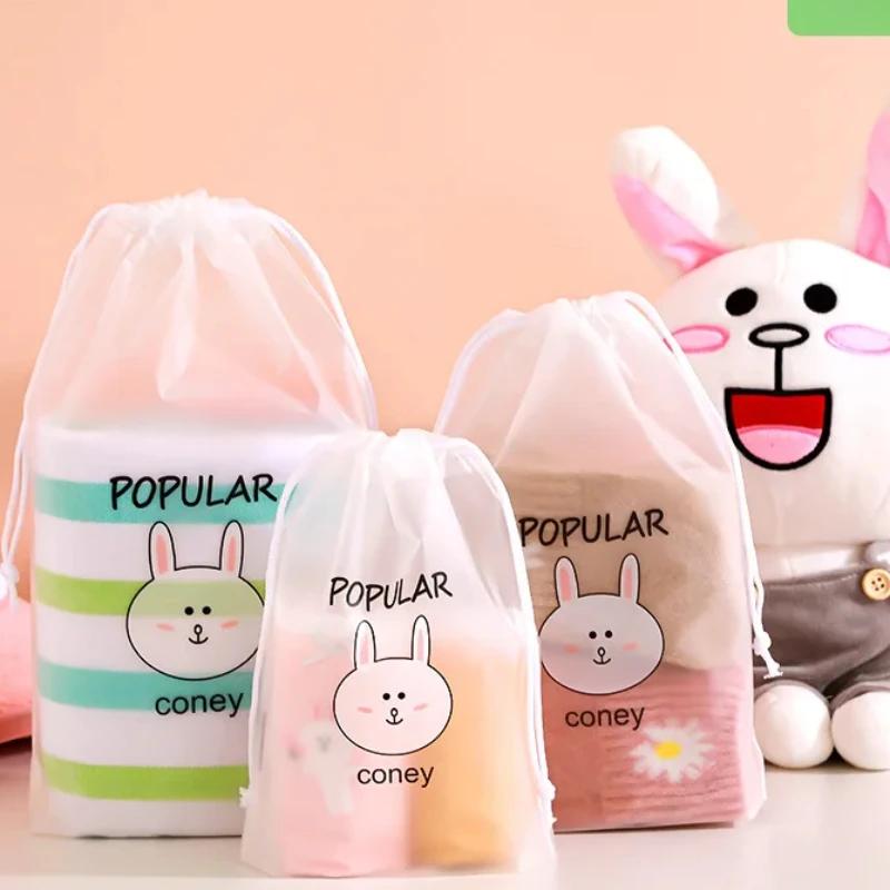 3 Stück/Los Tragbarer Aufbewahrungsorganizer Reisetasche Wasserdichte Transparente Plastik-Aufbewahrungstasche Kordelzug Öko-Taschen Kosmetiktaschen