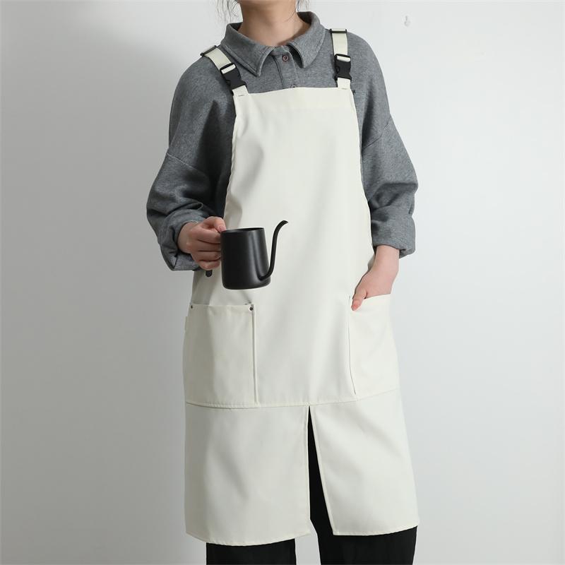 Kuchyňská Kavárna Pracovní Nepromokavá Zástěra s Kapsami a Rozparkem Vpředu pro Ženy a Muže Olejuvzdorná Zástěra pro Baristu Šéfkuchaře Číšníka