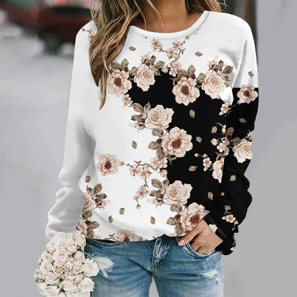 Flower round-neck sweatshirt 3D Print Women Y2k Streetwear Autumn Sweatshirts Oversized Pullovers Fashion Woman Clothing Tops