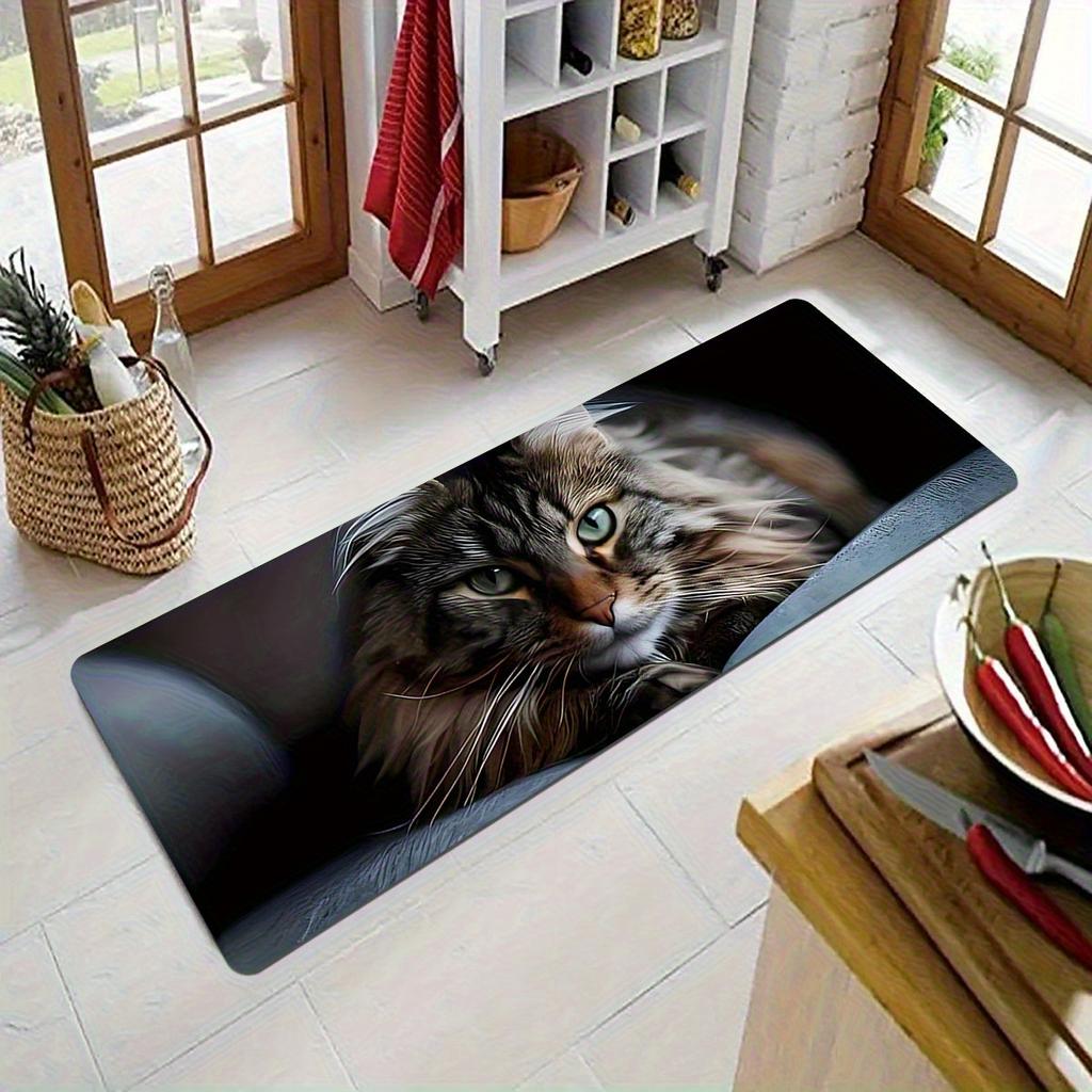 1Pcs cute Cat Pattern Floor Mat Modern Kitchen polyester Rug Non-Slip Colorful Indoor Carpet, For Home Bathroom Bedroom Living Room Decor