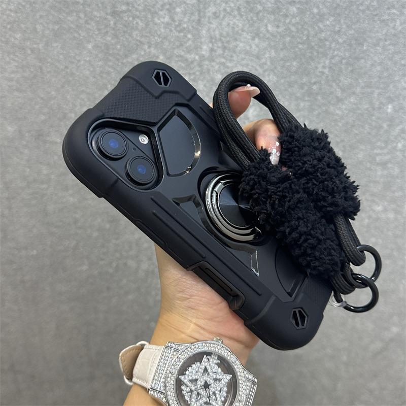 Suporte de Anel 3 em 1 Capa Resistente para iPhone 16 17 15 14 13 12 11 Pro Max Plus Air Anti-choque à Prova de Impacto Capa com Corrente de Cordão