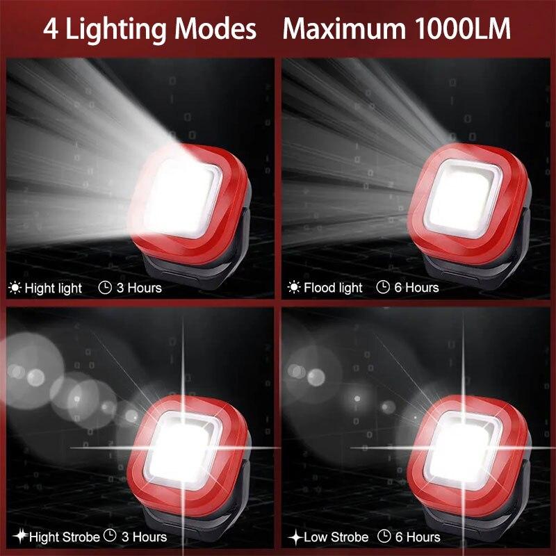 COB LED Emergency Work Light Portable Flashlight 4 Lighting Modes 2400mAh Rechargeable Outdoor Waterproof Tent Lamp With Magneti