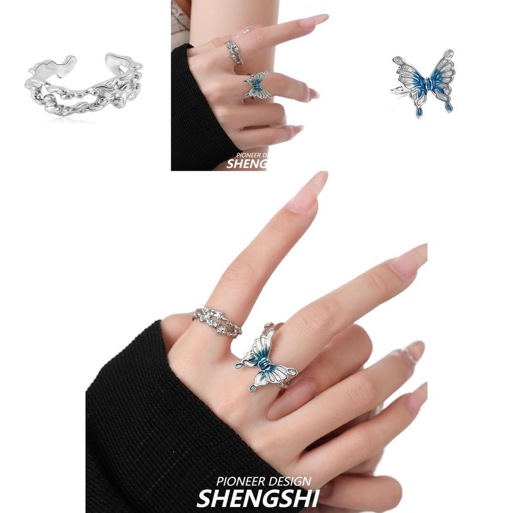 Elegant Blue Butterfly Themed Ring For Women Unique Small Batch Design With Adjustable Size