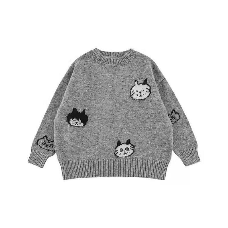 Toddler Boys Cat Jacquard Wool Blend Pullover Sweater 130cm