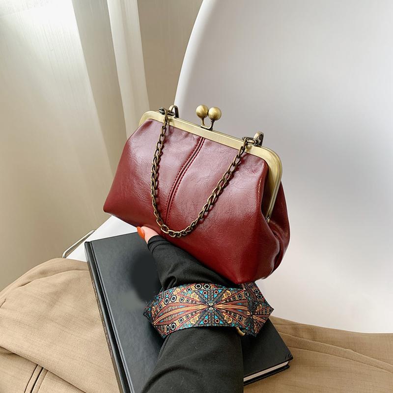 

Винтажная модная сумка из искусственной кожи с широким ремешком, женские сумки-тоут с цепочкой, женские сумки-мессенджеры через плечо MIT 23x7x15cm красный