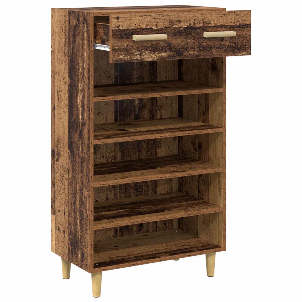 Shoe Cabinet with Shelf Rustic Wood Look 60 x 35 x 105 cm Engineered Wood