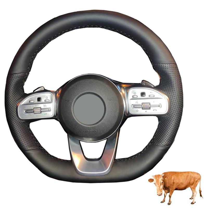 Hand Sewing Car Steering Wheel Cover Suede Cow Leather For Mercedes-Benz A-Class W177 C-Class W205 E-Class W213 S-Class W222 GLC