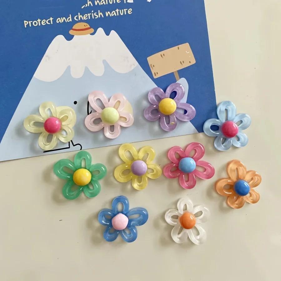 6pcs Set of Colorful Flower Magnets for Fridge - Cute, Decorative & Durable Plastic Magnets for Kitchen, Dining Room