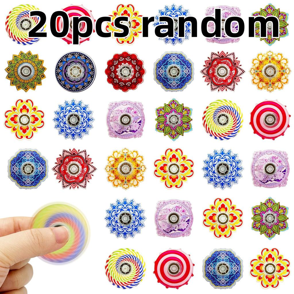 Mandala Fingertip Gyro Retro Style Finger Gyro Acrylic Rotating Gyro Puzzle Gift Decompression Toy Children's Party Gift