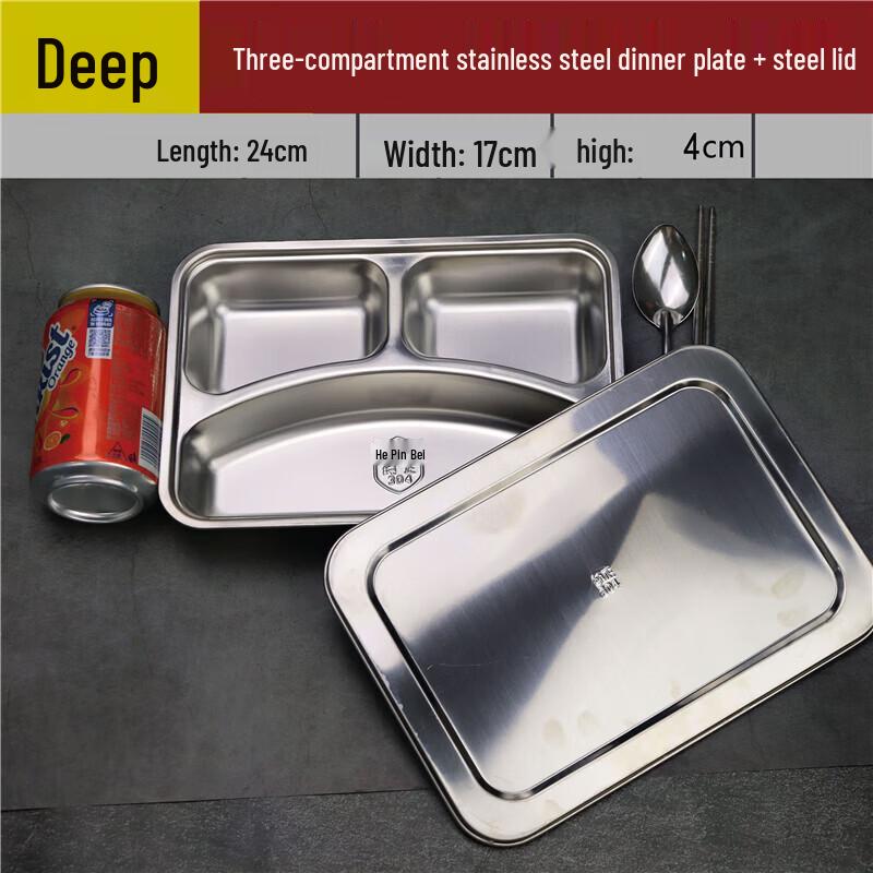 

Stainless Steel 5-Compartment Meal Tray with Lid