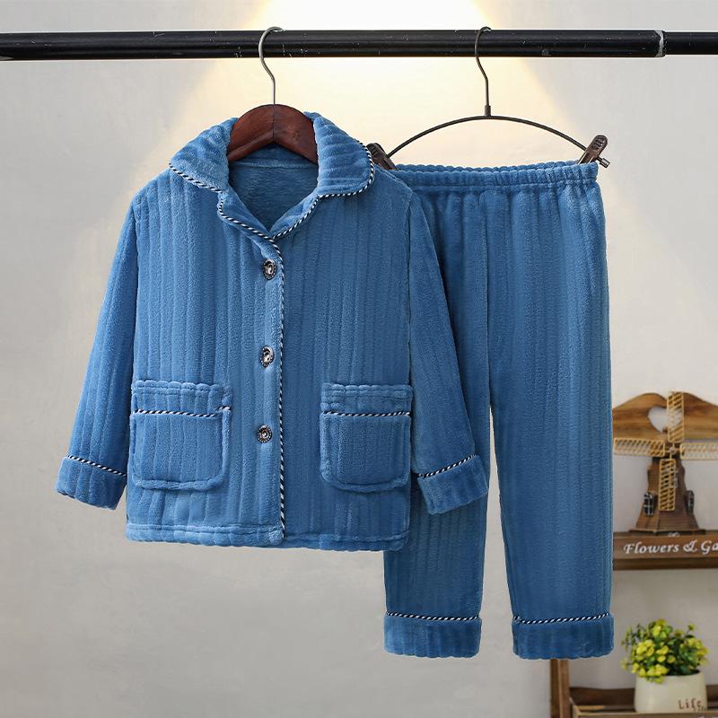 Cozy Coral Fleece Pajamas Set for Kids - Flannel Homewear for Winter