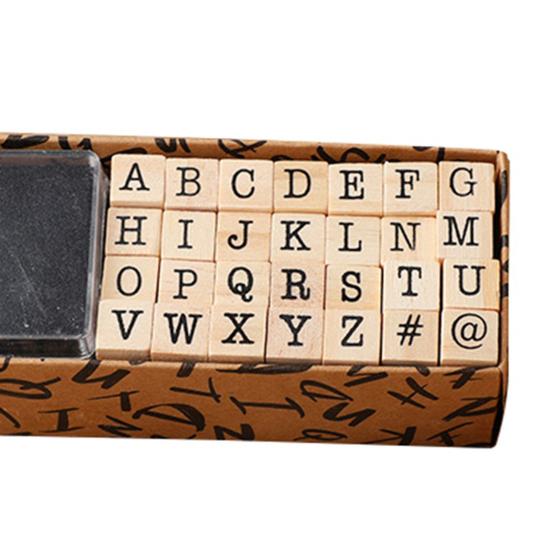 40Pcs/Set Elegant English Pattern DIY Stamp Beautiful Handmade Wood Craft Stamp for