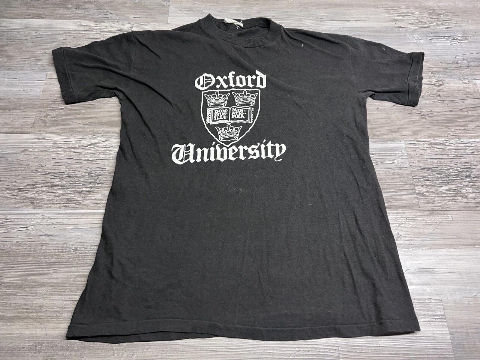 Vintage 80s 90s Oxford University Paper Thin T-Shirt Sz XL Faded Crest Spell Out XL