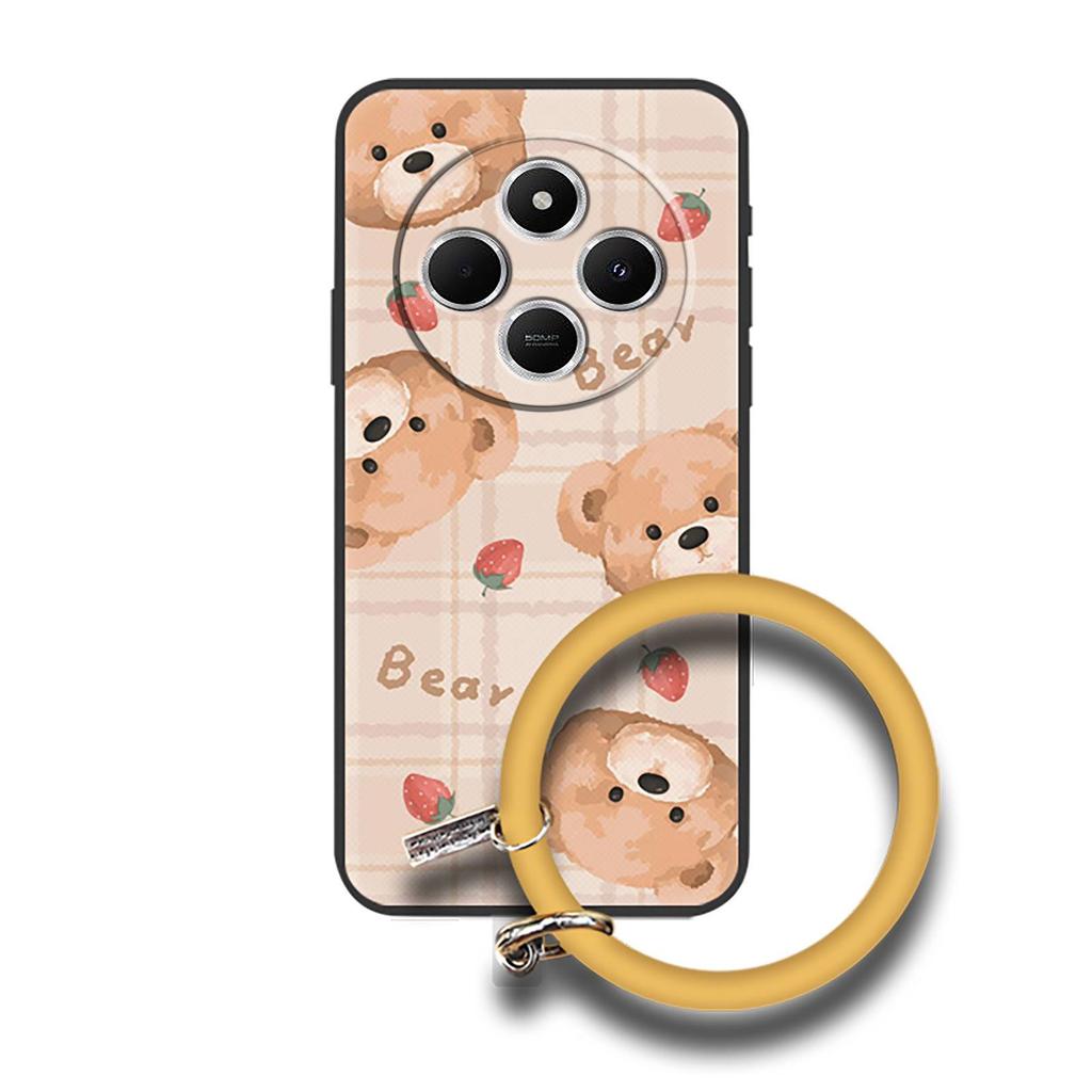 Youth Protective Phone Case For Redmi 14C 4G/14R 5G/A3 Pro 4G/POCO C75 Bracelet Dirt-resistant Solid Color Cartoon Cute