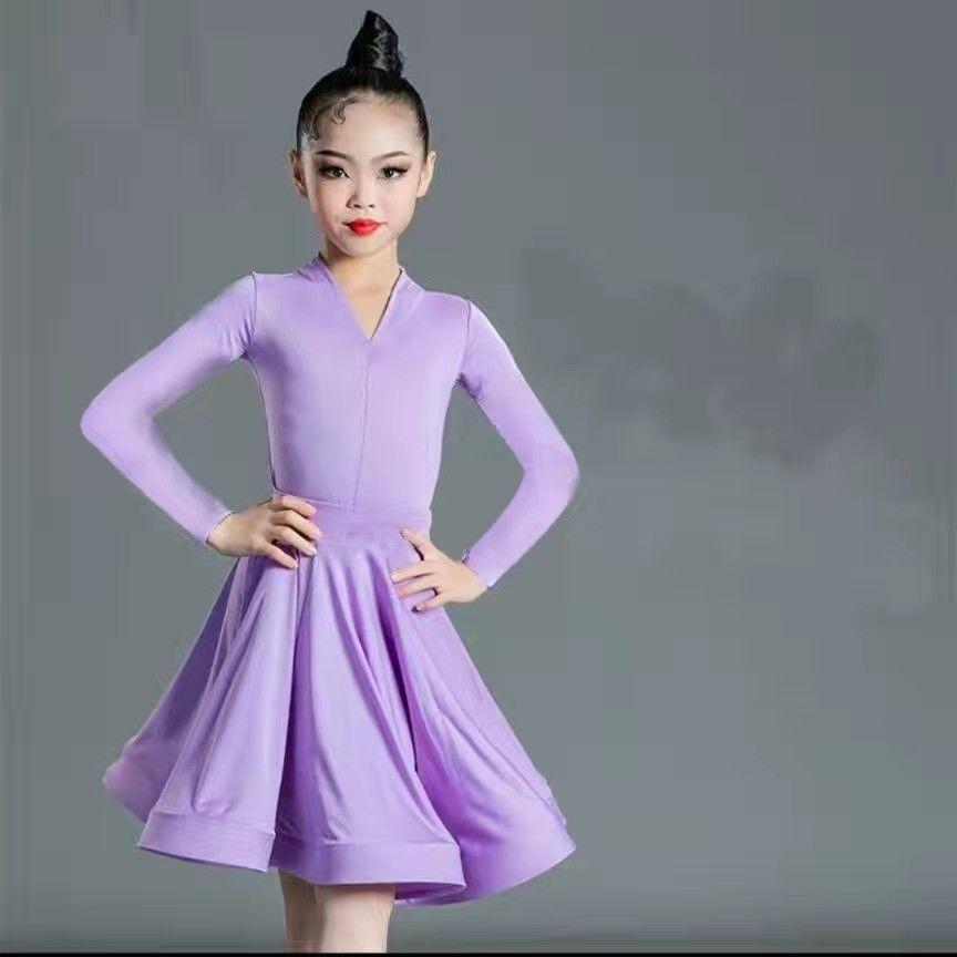 Kostium do tańca latynoamerykańskiego dla dzieci na zawody zawodowe; Duża Sukienka Huśtawka dla Dziewczynek; Nowe Dziecięce Latinowe Treningowe Wystąpienie