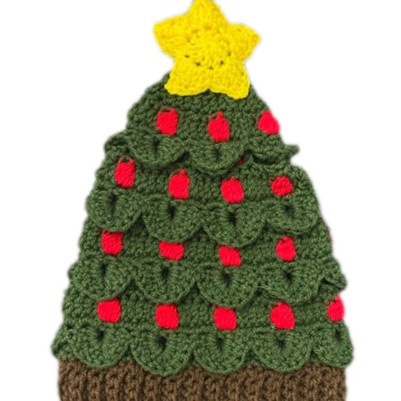 Knitted Christmas Tree Hat Keeping Warm Head Hat Decorations Supplies for Holiday Birthday New Year Party Decorations