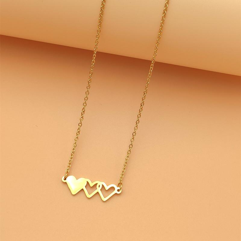 

Нержавеющая сталь Персиковое сердце Сестры Семейное ожерелье, Персиковое сердце Три сестры Ожерелье