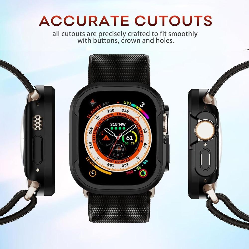 Metal Bumper Fit for Apple Watch Ultra 3 49mm Case Cover for iWatch Ultra 3/2/1 Watch Case 49mm, Matte Aluminum Bezel + Soft TPU Bumper