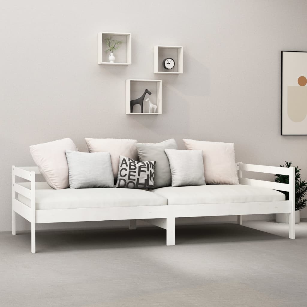 Vidaxl Daybed with Mattress, 90X200 Cm, White, Pine Wood