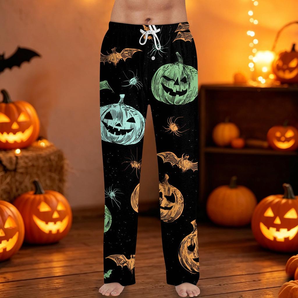 Men's Halloween Print Drawstring Lounge Pants Casual Sleepwear Relaxed Fit Elastic Waistband Soft Fabric