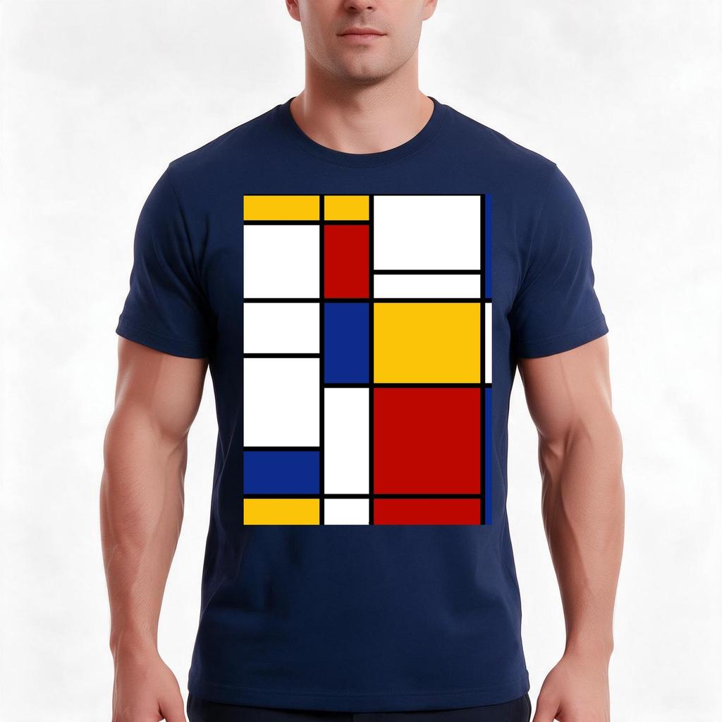 De Stijl 2 Mondrian Inspired Tshirt Summer Casual Cotton Tee Oversized Streetwear Tops Vintage Graphic Print 100 Cotton