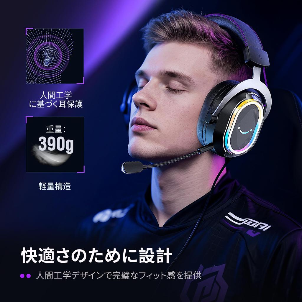 FIFINE Gaming USB Wired Audio Balance Surround Compatible with Gaming and Live Controllable RGB Detachable H13BP Headset, Connection, Game/Chat