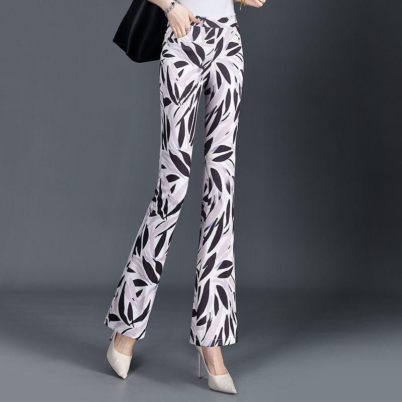 Cuihua Women's Summer Micro-Flare Body-Shaping Pants, 2025 Fashion Trends, Elastic Waist, Slimming and Versatile Design