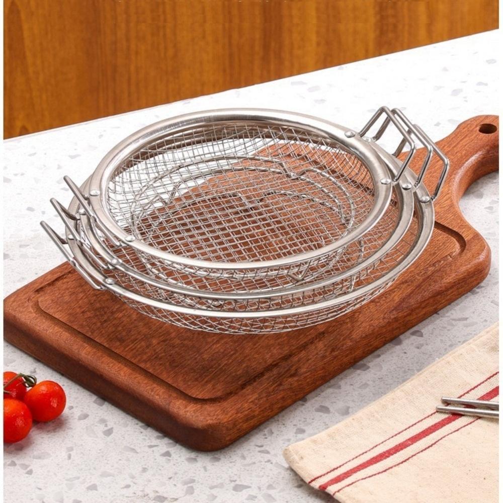 Stainless Steel Circular Food Filter, Sieve, Basket, Easy To Clean In Home Kitchen, Long-lasting Drainage, Compatible with Fryin