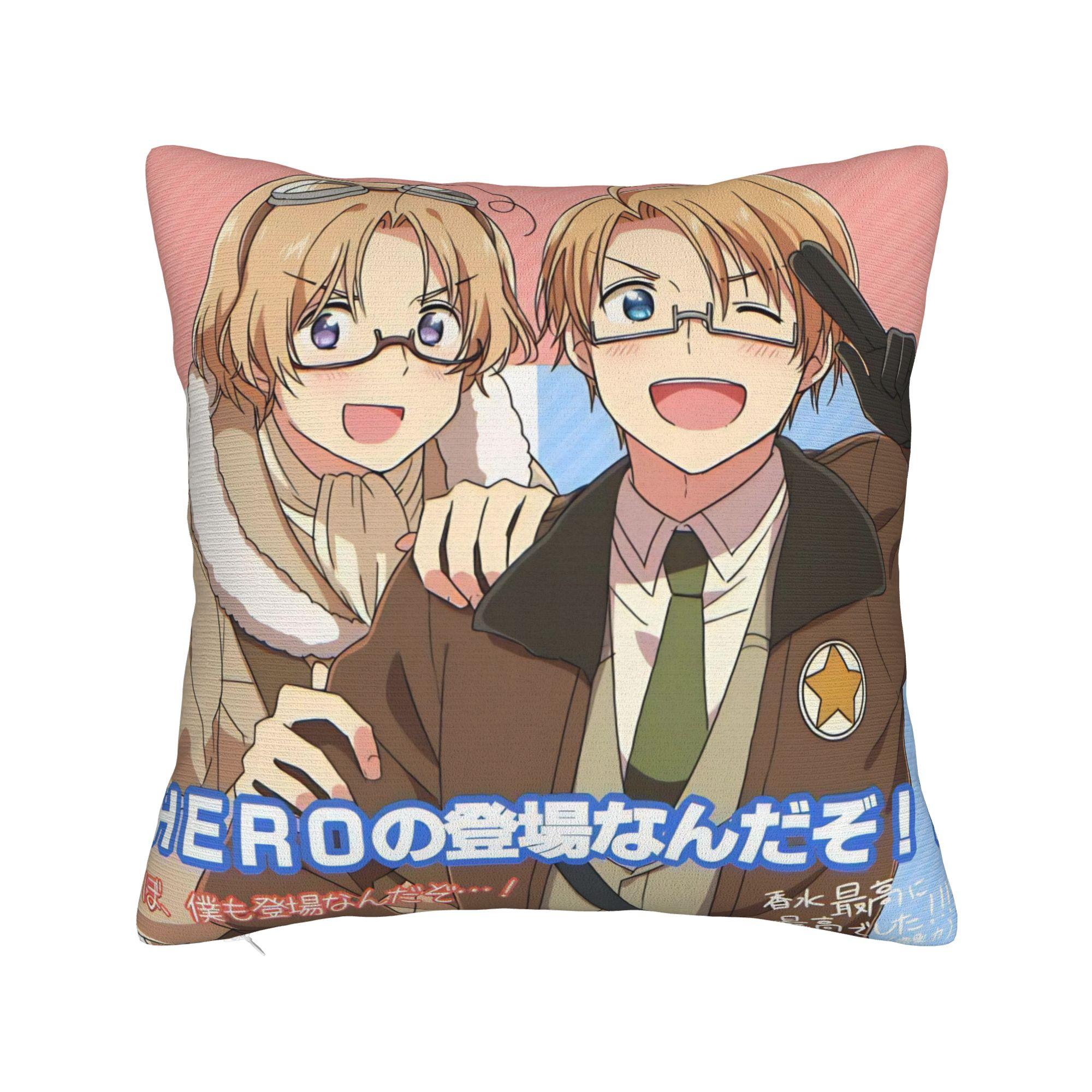 Декоративные наволочки Hetalia Axis Powers Аниме Аксессуары Дом Декоративная наволочка для подушки Квадратная Разные размеры 12x12Inch