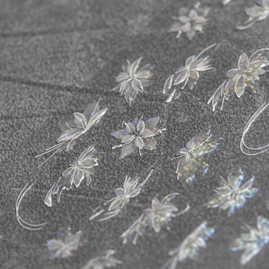 Лазерная белая полупрозрачная цветочная наклейка для ногтей своими руками креативное — фото 3