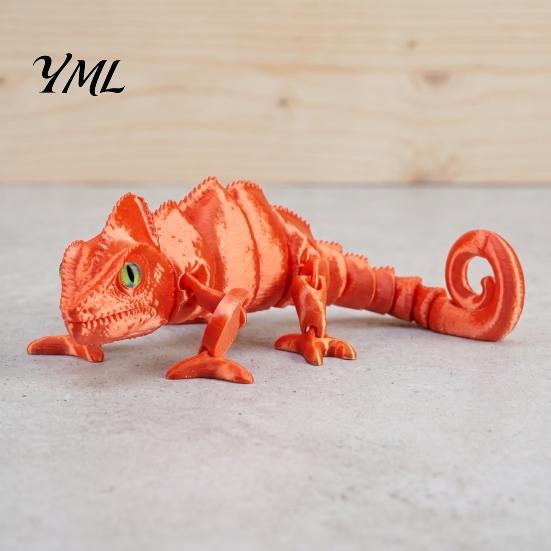 Chameleon Decorative Figurine 3D Printed Figurine, Realistic Articulated Lizard Toy, Animal Educational Teaching Aid Model with Moveable Joints