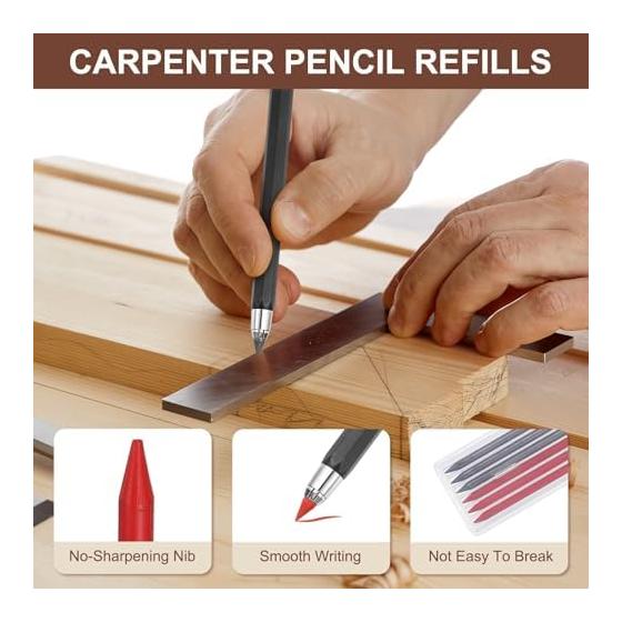 PATIKIL 30 Pcs 2.8mm Carpenter Pencils Refills, Solid Construction Pencils Lead, Break-Resistant Lead for Mechanical Carpenter Pencils, Red & Black
