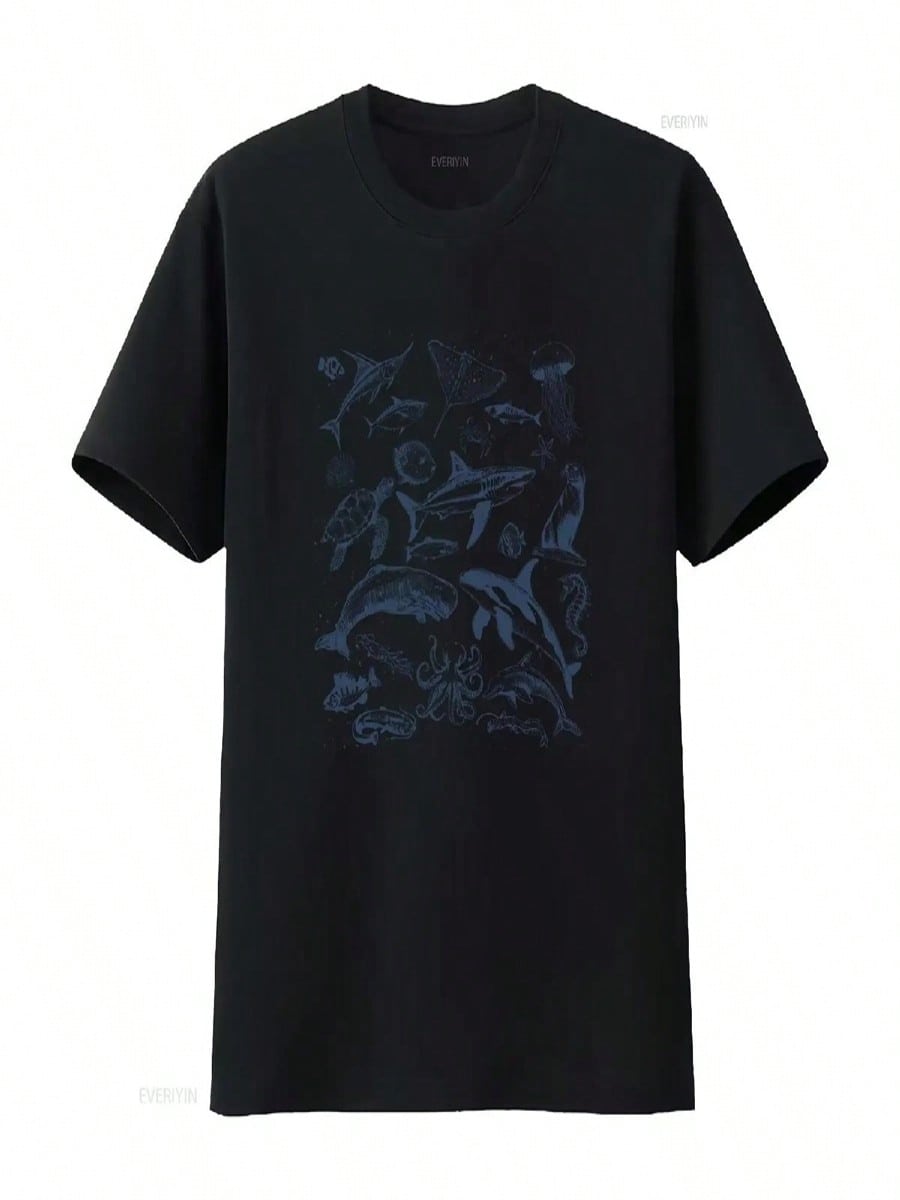 Vintage Ocean T Shirt Retro 90s Sea Animal Lover Summer Marine Life Octopus Whale Dolphin Turtle Orca Vintage Washed Fashion S разноцветный