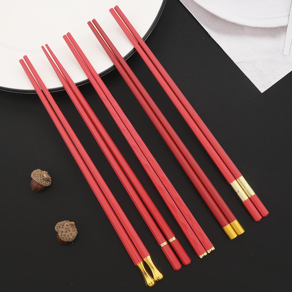 5 párů čínské japonské hůlky Sushi tyčinky Korejské hůlky Opakovaně použitelné hůlky ze slitiny Nádobí Příslušenství