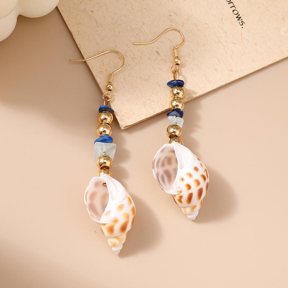 Cute Conch Starfish Shell Drop Earrings for Women Girls Boho Pearl Earrings Summer Beach Jewelry Gifts