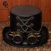 Halloween Steampunk Industrial Vintage Pu Gentleman'S Top Hat Festival Party Cosplay Stage Show