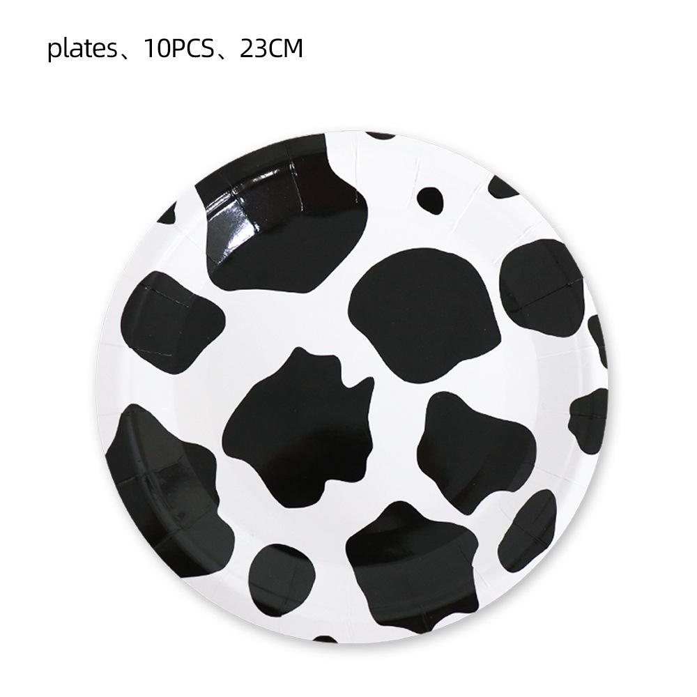 Cow Print Party Tableware Set: Plates, Napkins, Tablecloth for Farm Animal Baby Shower