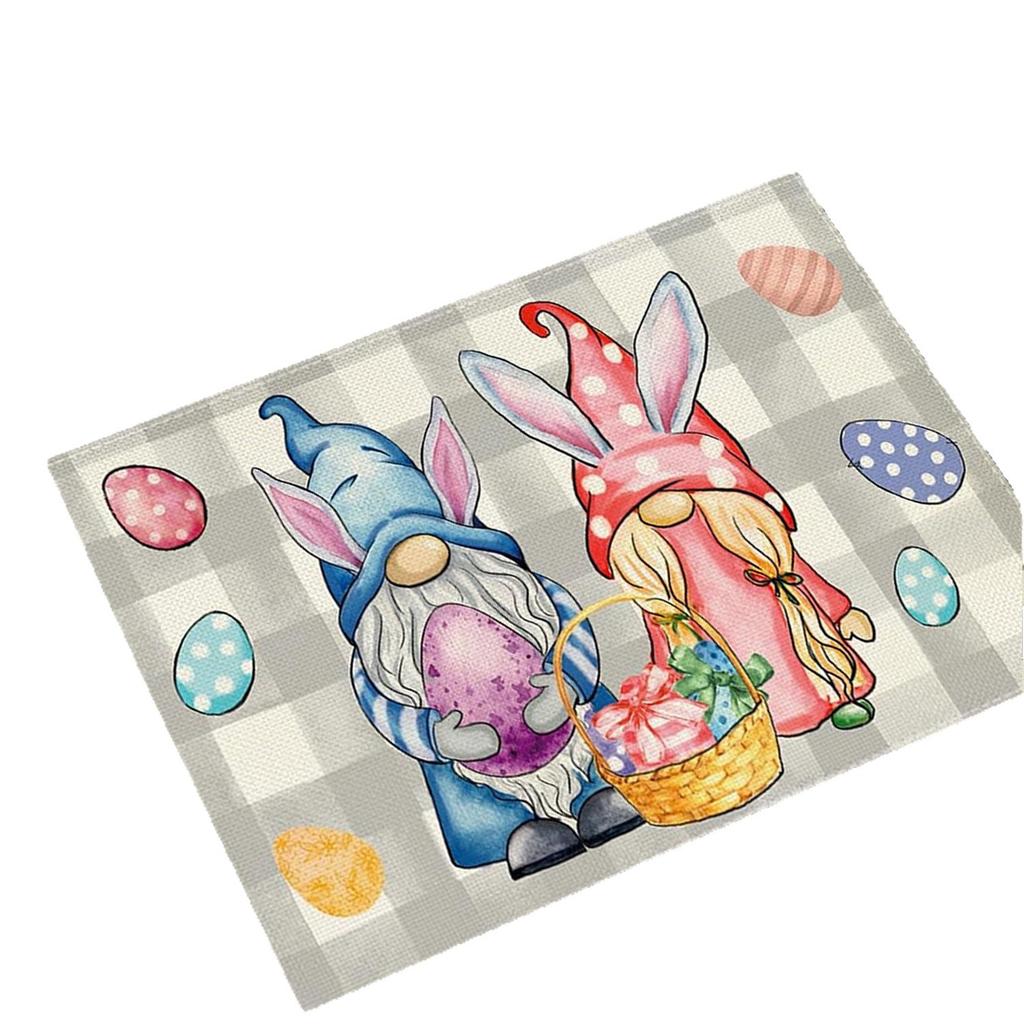 Rabbit Print Placemat Spring Flowers Easter Bunny Easter Egg Print Family Holiday Dinner Restaurant Decoration