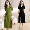 2026 Plus Size French Waist-Cinching Slimming Summer Split Dress
