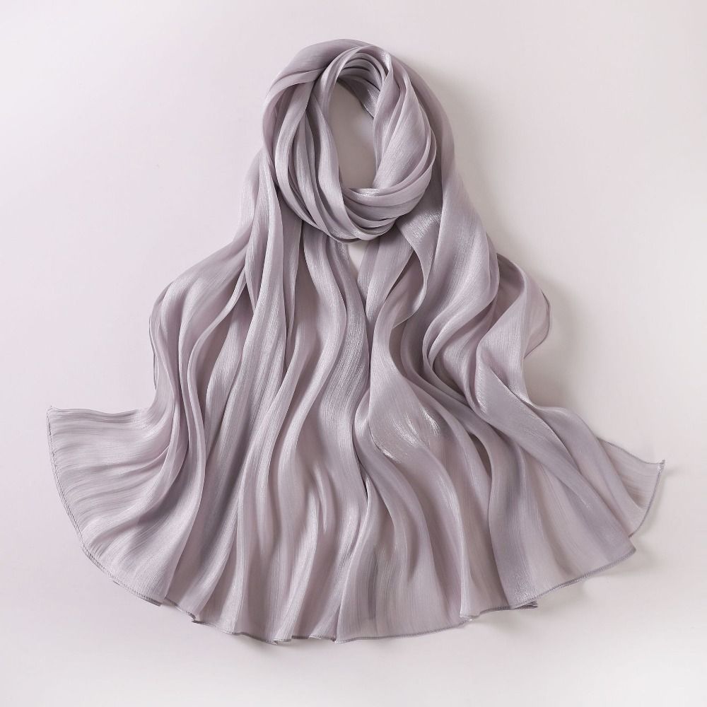 Solid Color Silk Scarf Chiffon Ramadan Long Scarf Fashion Sunscreen Headscarf  Outdoor