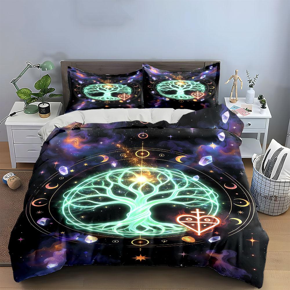 Glowing tree with celestial symbols. Bedding sets Duvet cover sets Duvet covers Pillowcases(1 * Duvet Cover 2 * Pillowcases, without duvet insert)