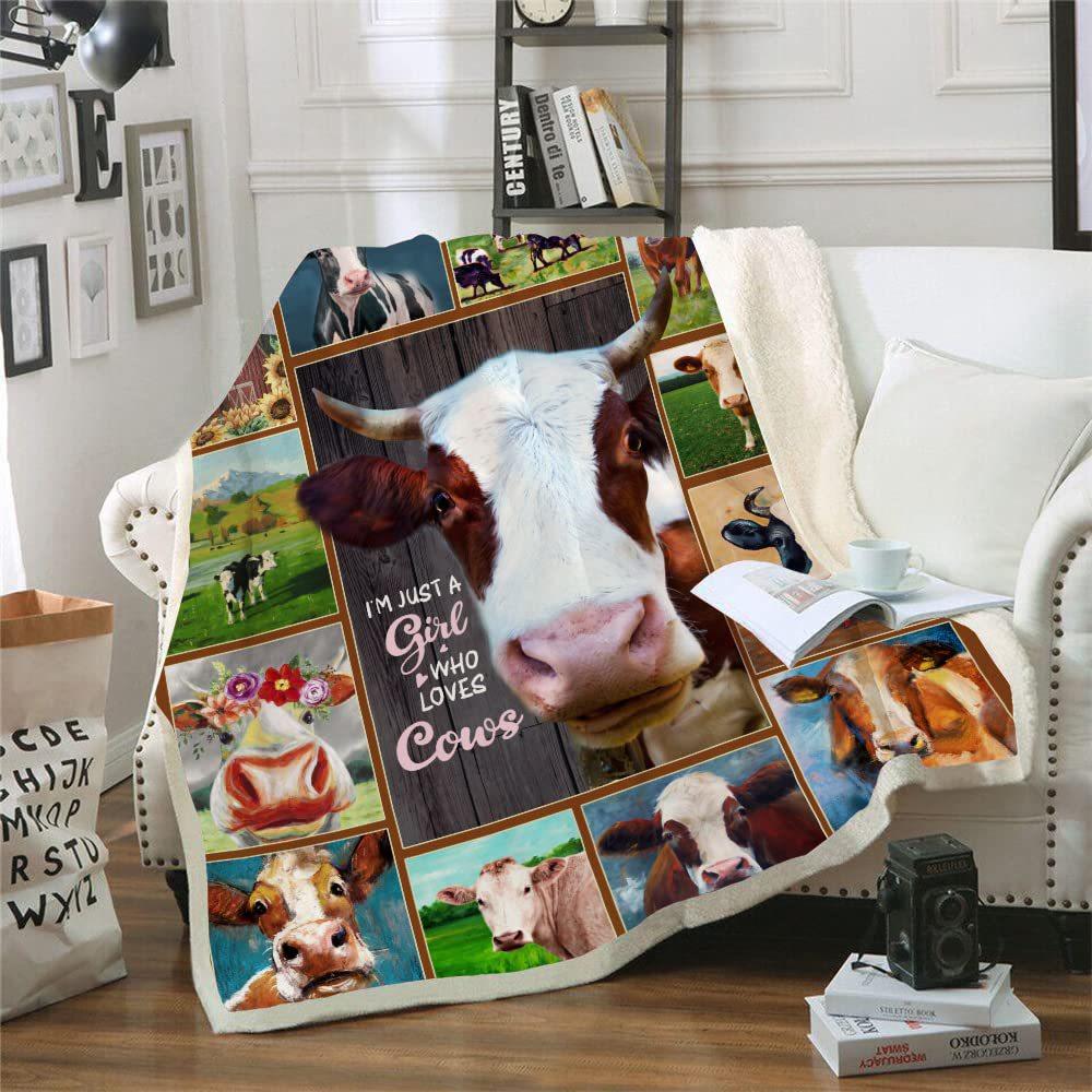 Cow Print Flannel Blanket Cartoon Blanket Nap Blanket