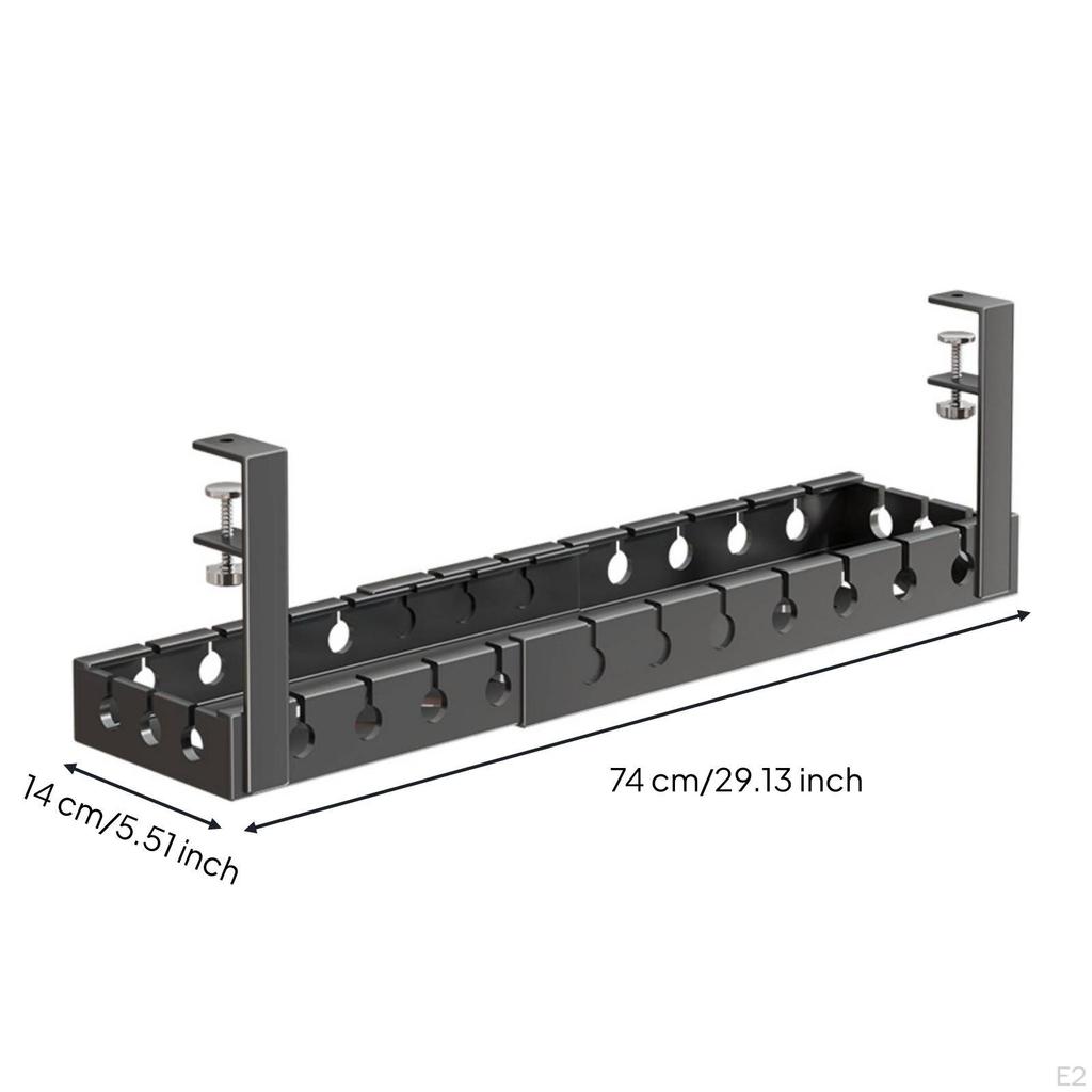 Desk Cable Tray with Clamp Space-Saving Power Strip Holder Compact for Gamers